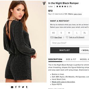 Lulu's "In the Night" Black Sparkly Romper
